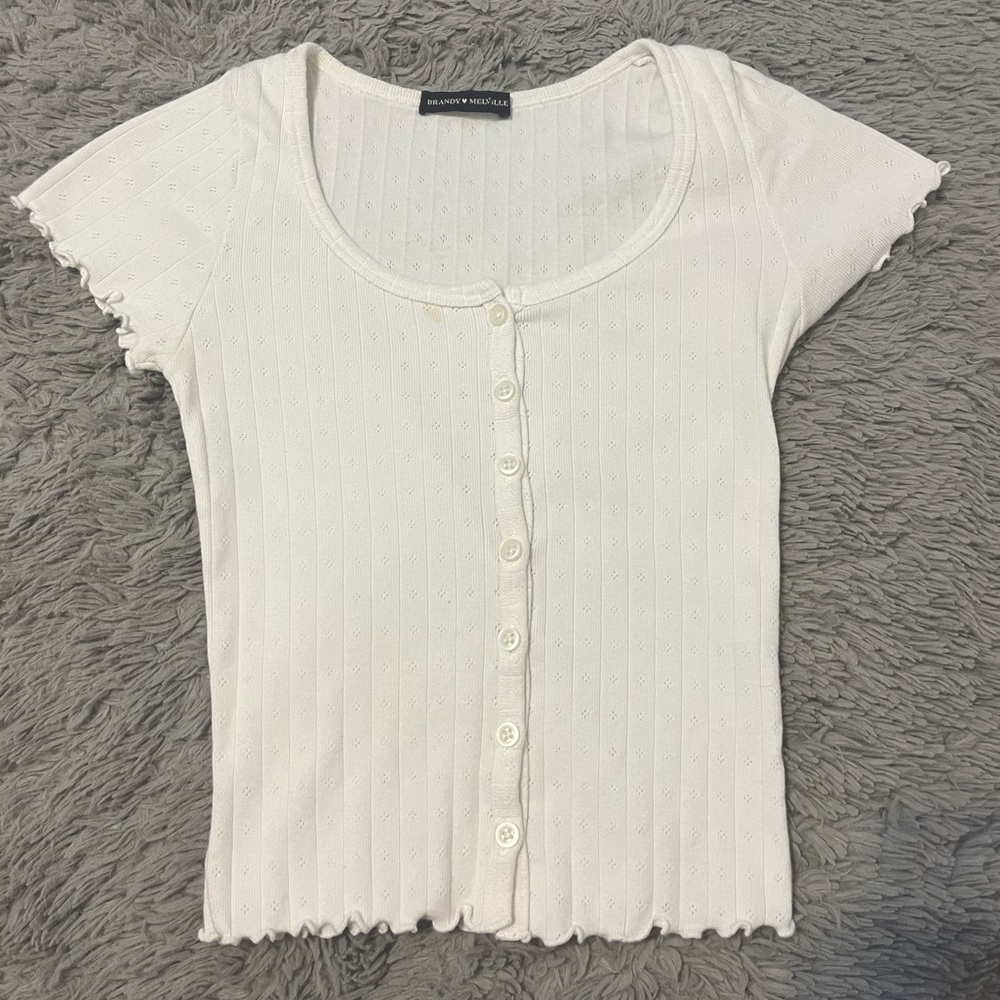 Brandy Melville Button Up Eyelet Zelly Top (DISCONTINUED)